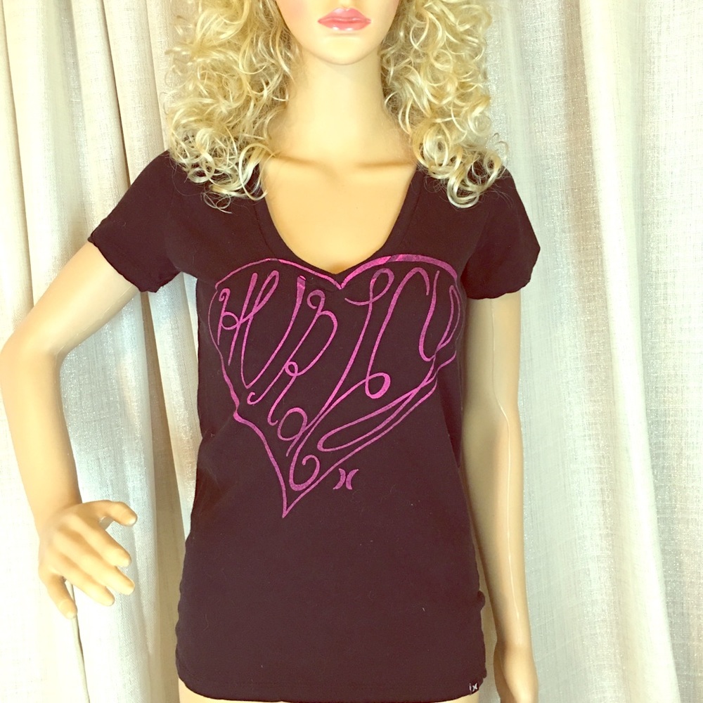 Hurley V Neck Black Size Medium T Shirt